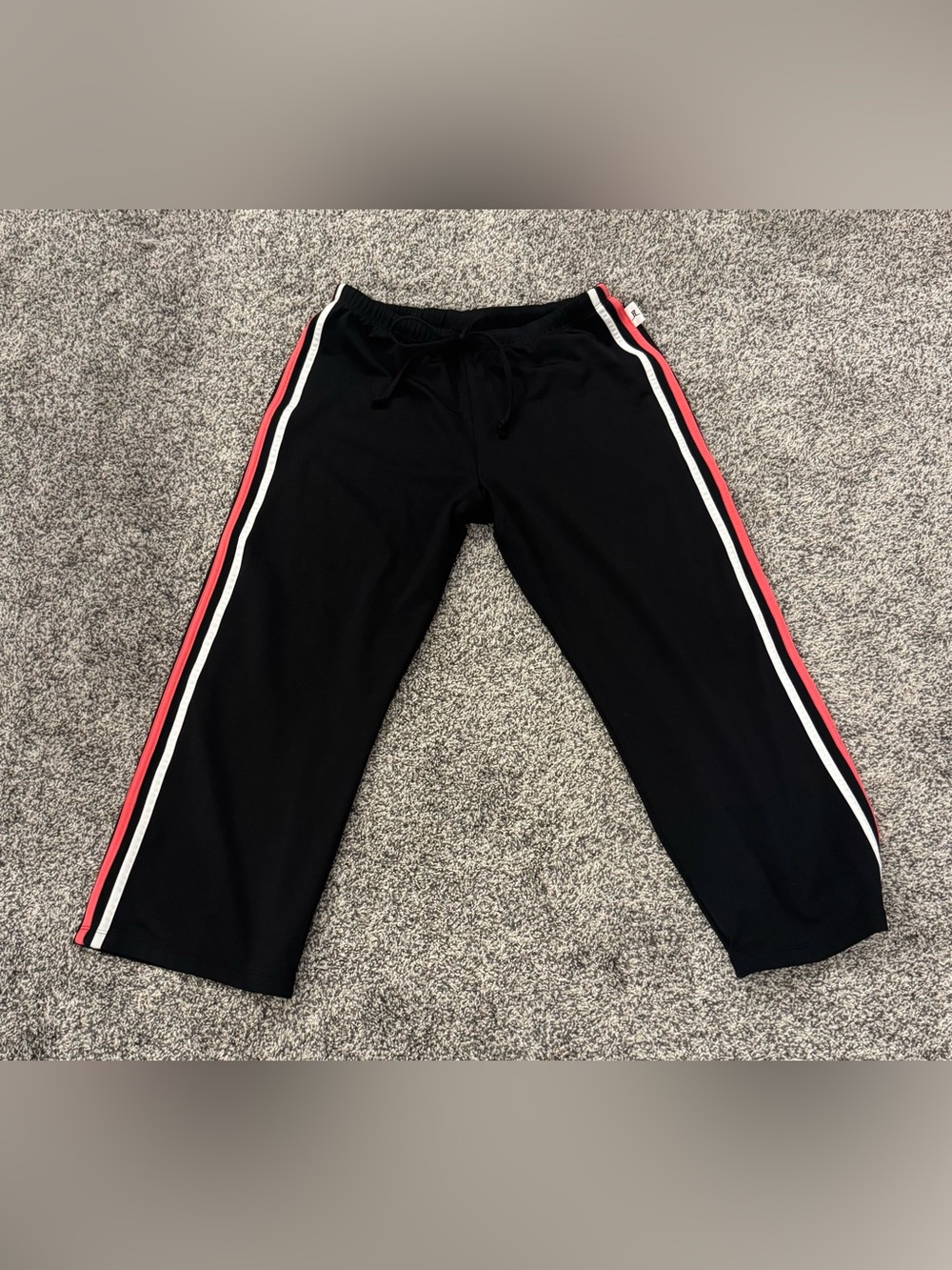 Black Women's Capri Track Joggers with Pink & White Side Stripes